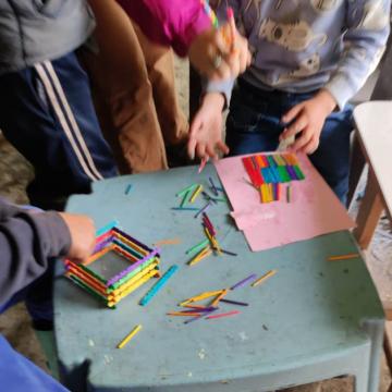 Creative works with children in Farsia, Jordan Valley