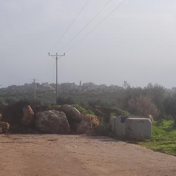 Blockade at the entrance to Kfar Duma, Jordan Valley
